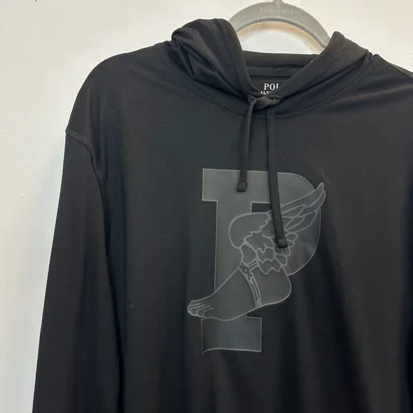 Polo Ralph Lauren P Wing Performance Black Hooded Long Sleeve T Shirt Medium - Picture 4 of 16